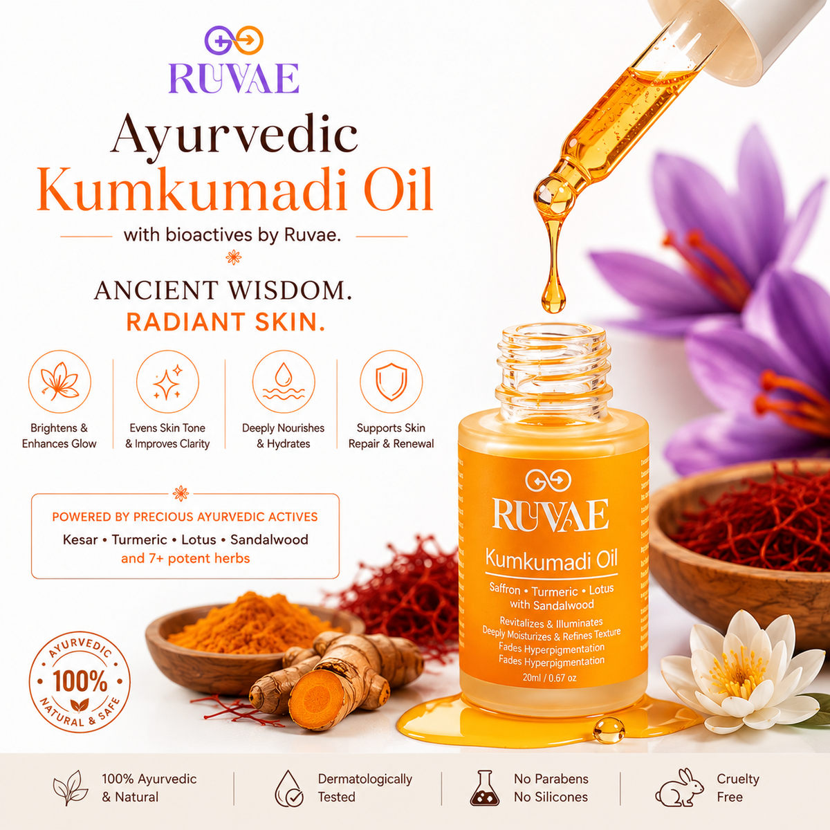Kumkumadi Oil with Ayurvedic Bio Actives